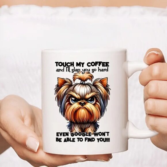 15 Oz. Cute Yorkie "Don't Touch My Coffee" Ceramic Coffee Mugs - Picture 3 of 6
